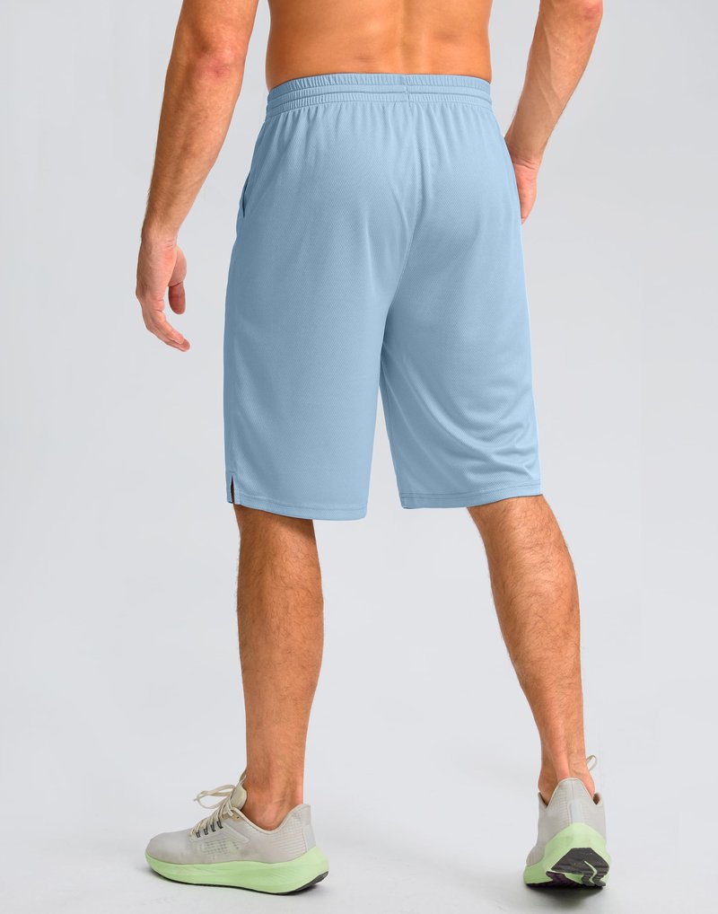 G Gradual Men's Athletic Shorts with Pockets 11" Long Basketball Shorts Lightweight Quick Dry Gym Workout Shorts for Men(Light Blue,XL)