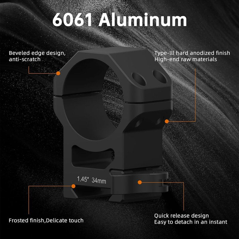 Quick Detach Picatinny Scope Rings - 1 Inch Aluminum Rifle Mount | Multiple Heights Available (1"/30mm/34mm)