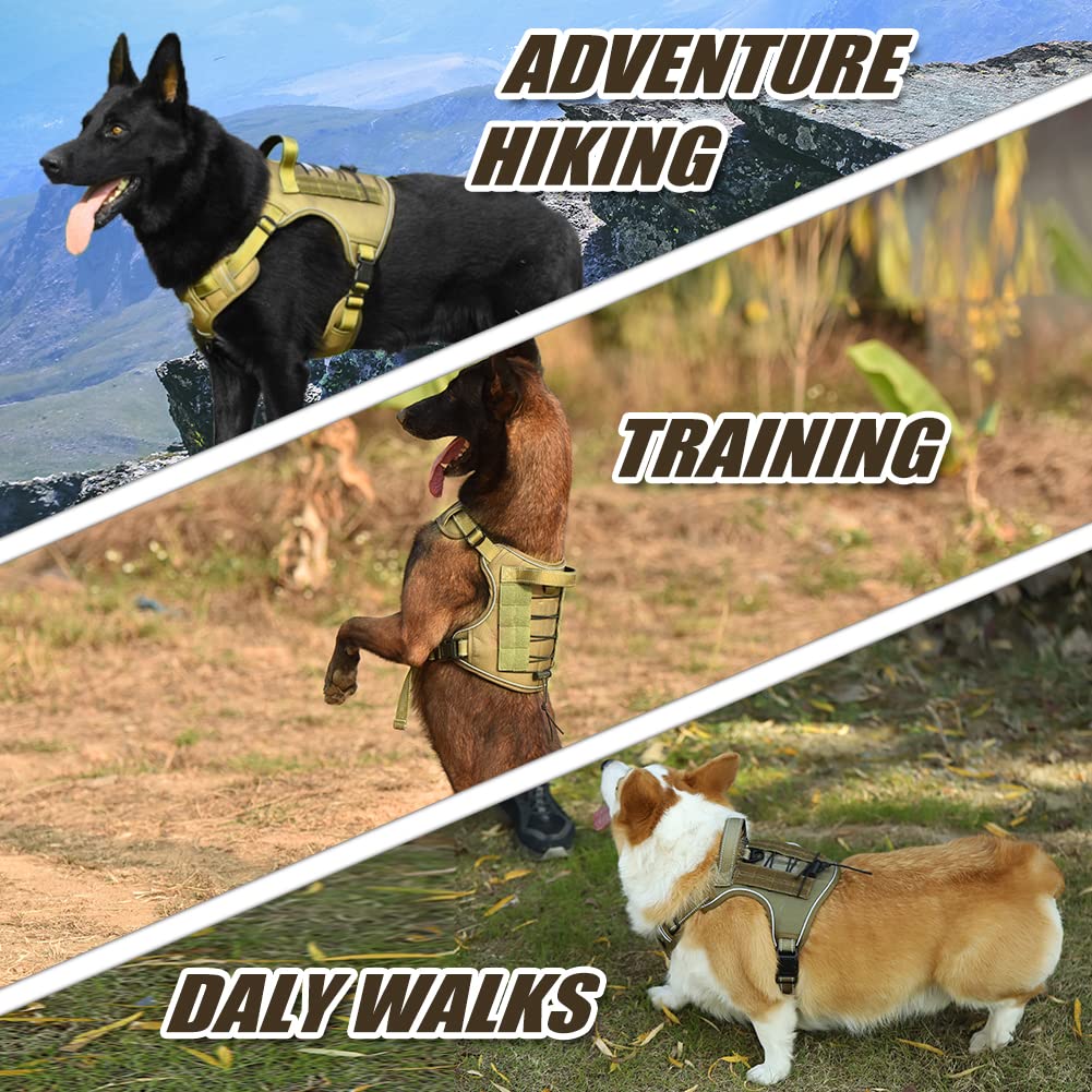 CBBPET Tactical Dog Harness for Small Medium Large Dogs No Pull Adjustable Harness Training Easy Control Pet Vest,Reflective Working Training (L(Neck 20-30, Chest 22-41))