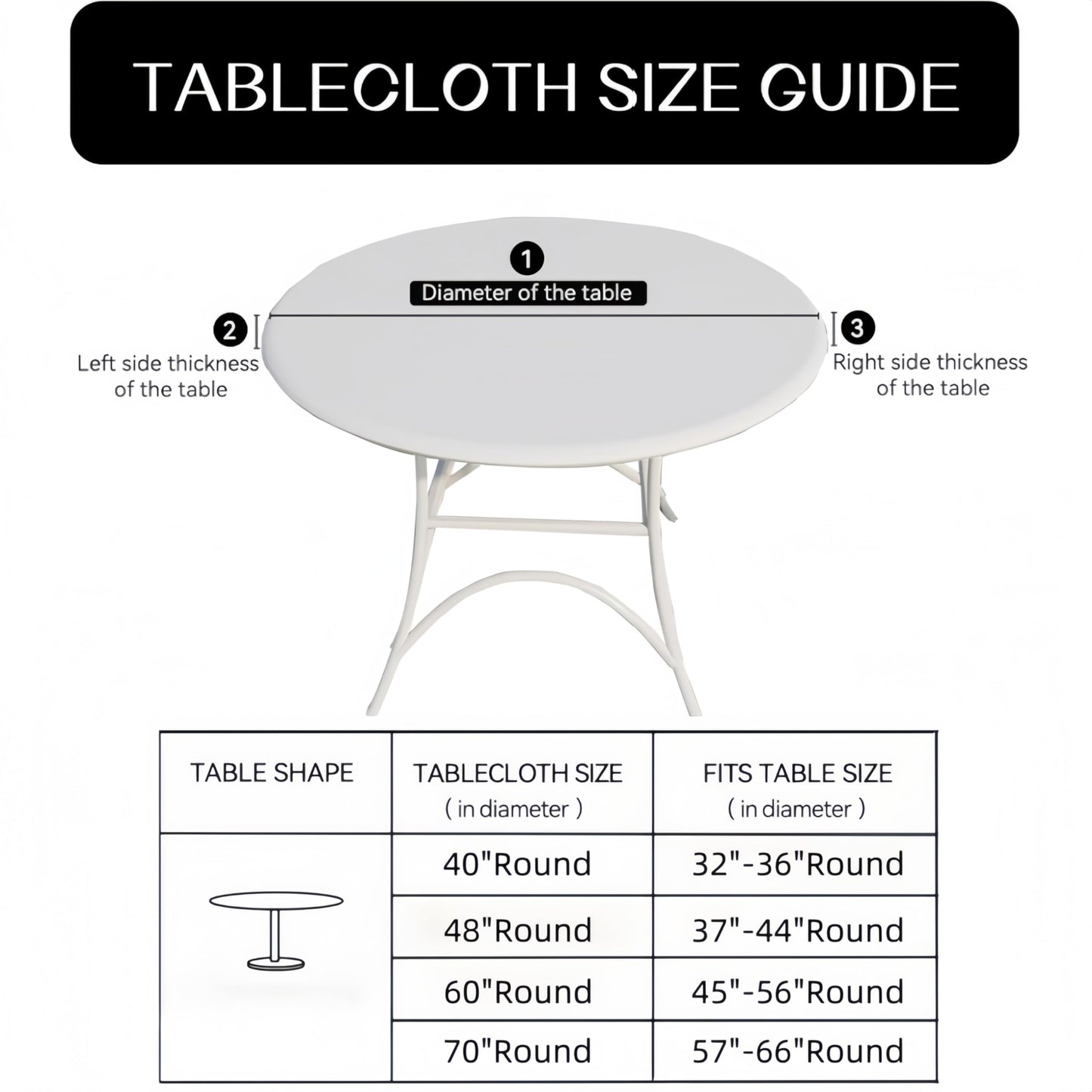 WALRUS Round Vinyl Fitted Tablecloth with Flannel Backing Elastic Edge Design Table Cover Waterproof Oil-Proof PVC Table Cloth Stain-Resistant Wipeable for Round Table, Round Tablecloth