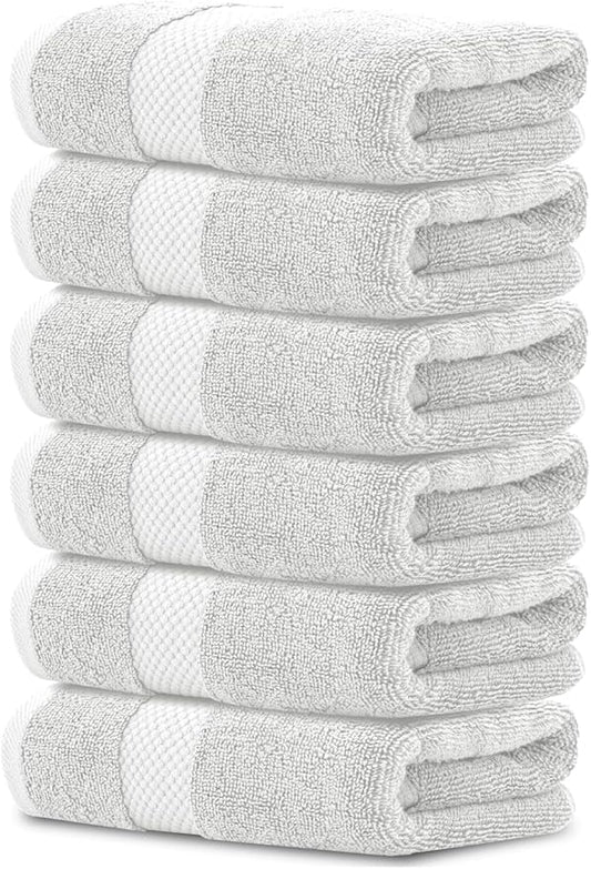 White Classic Luxury Silver Hand Towels