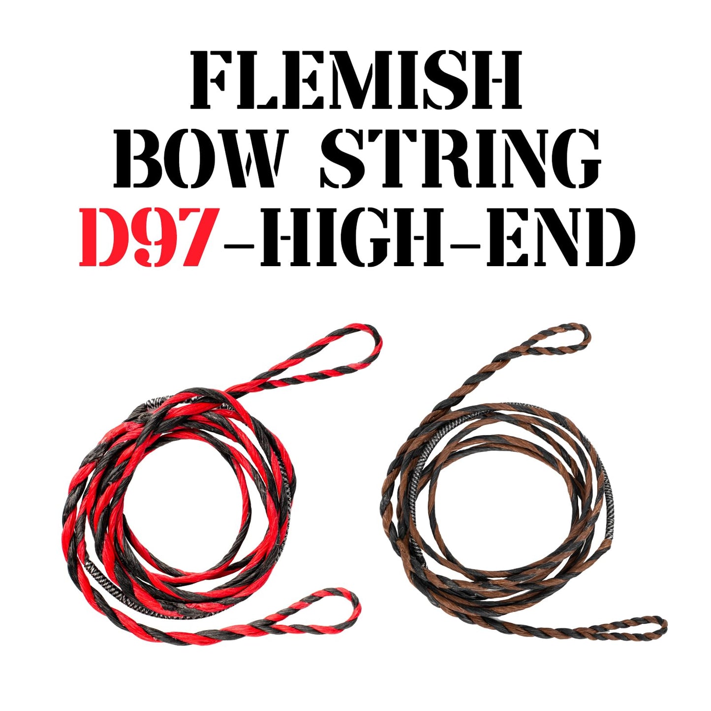 Deerseeker Flemish D97 Bow String Handmade Twist Bowstring 16 Strands 54-70in Fast Flight for Traditional Longbow Recurve Bow Replacement Archery Accessories (Red+Black, AMO 68"(Actual Length 64"))