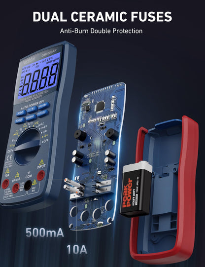 AstroAI Digital Multimeter and Analyzer TRMS 6000 Counts Volt Meter Ohmmeter Auto-Ranging Tester; Accurately Measures Voltage Current Resistance Diodes Continuity Duty-Cycle Capacitance Temperature