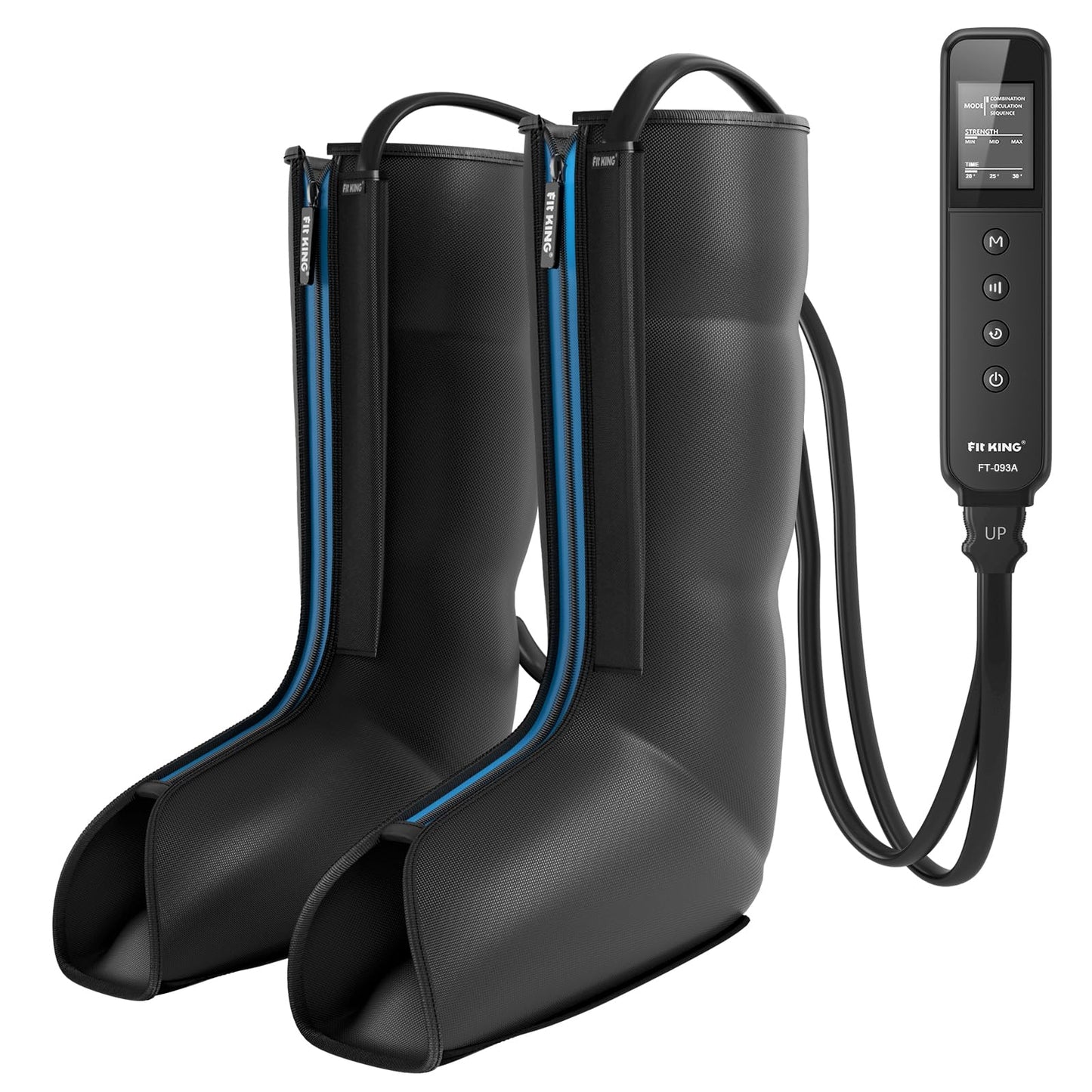 FIT KING Leg Massager with Heat and Compression Therapy, Leg Compression Massage for Circulation, Swollen Leg, RLS Pain & Fatigue Relief, Foot Calf Massager Boots, Recovery Gift for Mom Dad