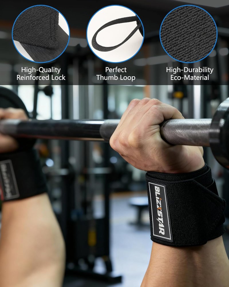Wrist Wraps for Weight Lifting | 2-Pack Gym Support Straps - 55cm Enhanced Bandages for Bodybuilding Training