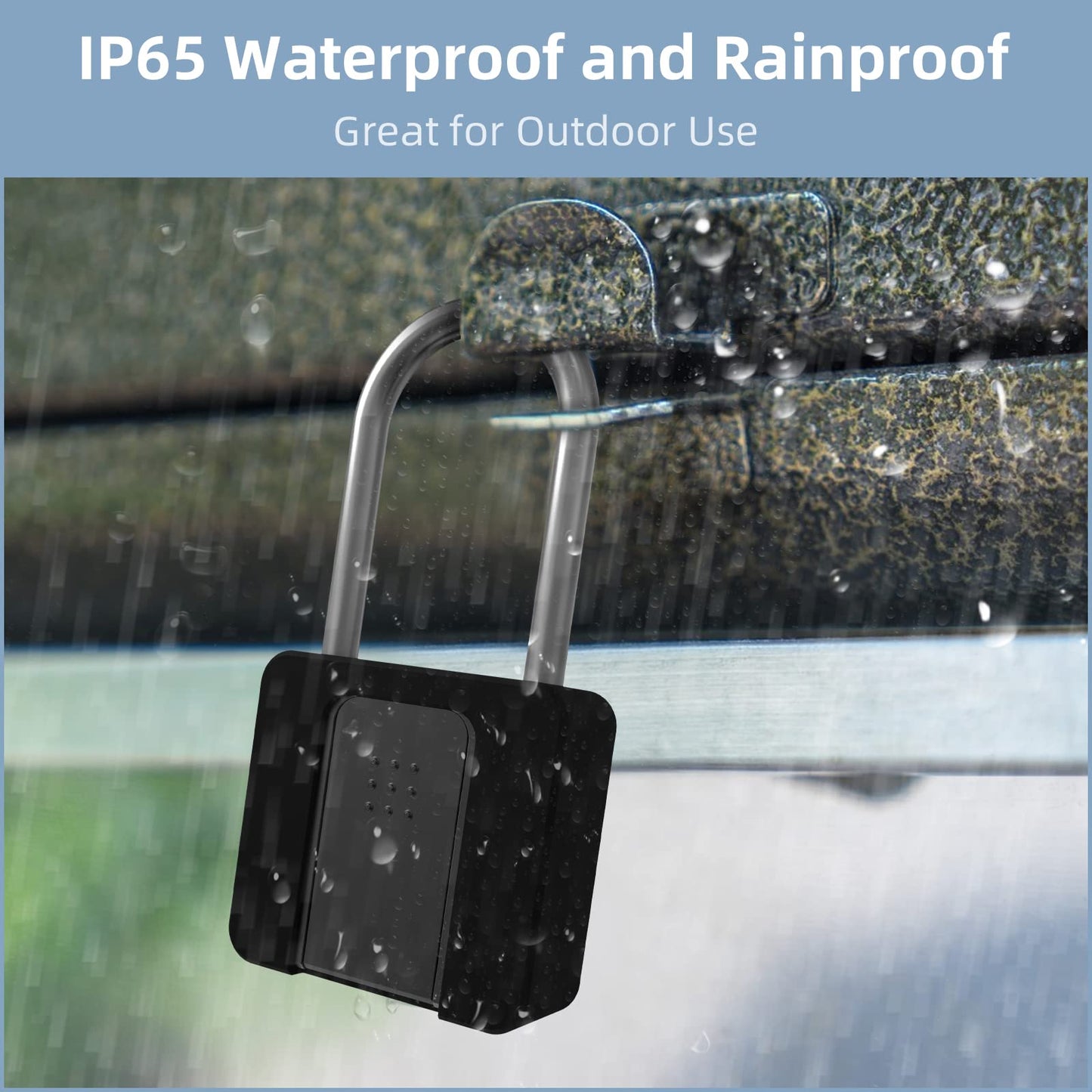 Fingerprint Padlock, Eseesmart Long Shackle Smart Padlock Bluetooth Lock with Mobile APP Outdoor Waterproof Lock with Protective Case for School Gym Locker, Fence, Gate, Toolbox