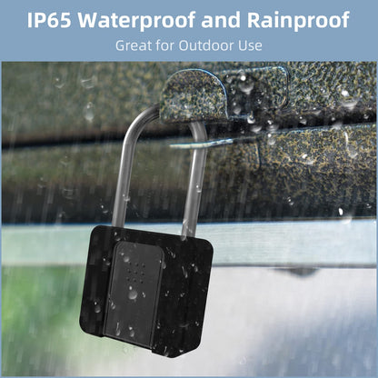 Fingerprint Padlock, Eseesmart Long Shackle Smart Padlock Bluetooth Lock with Mobile APP Outdoor Waterproof Lock with Protective Case for School Gym Locker, Fence, Gate, Toolbox