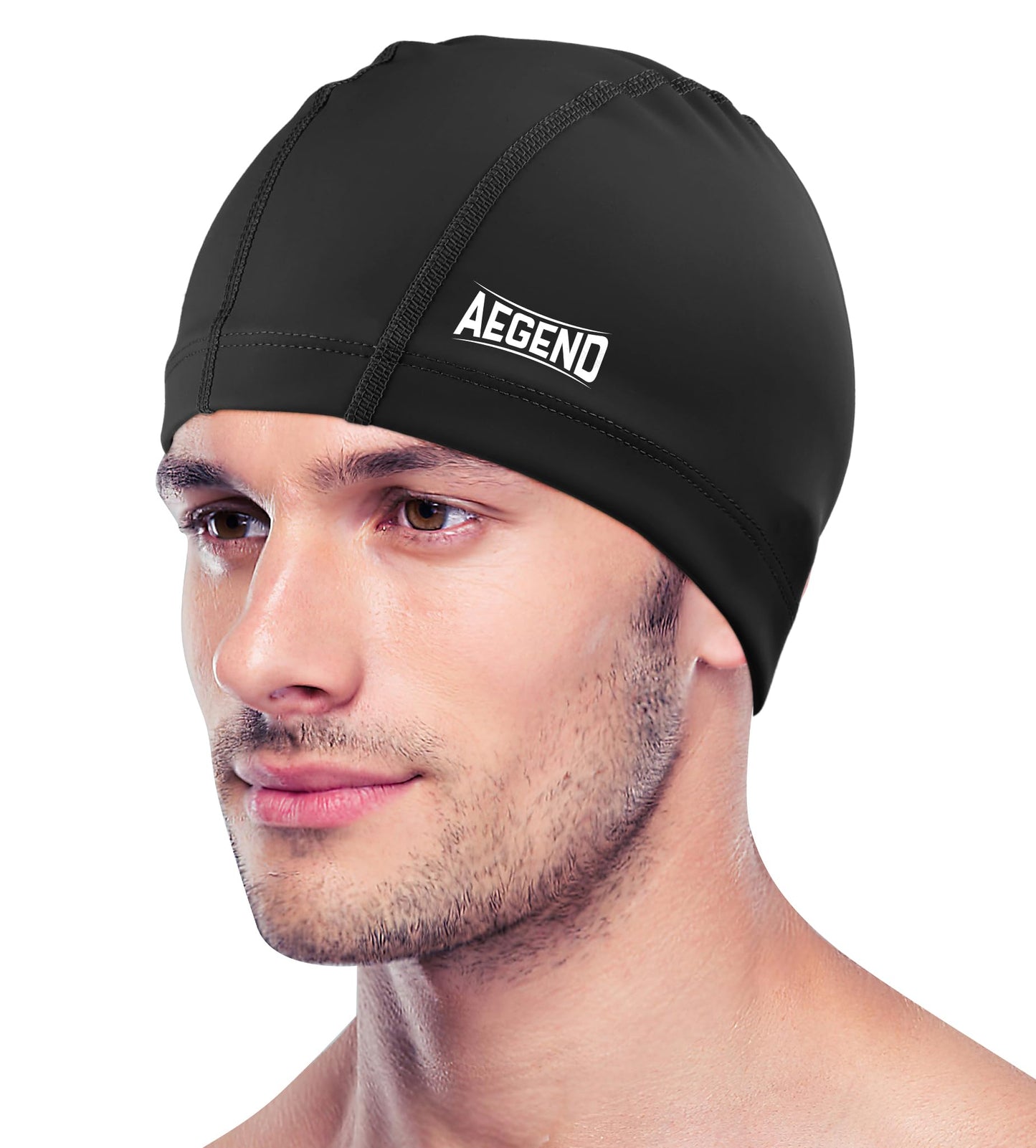 Aegend Fabric Swim Cap, Silicone Waterproof Layer - Breathable Cloth Swimming Cap, Keep Hair Dry with Hight Elasticity for Youth(8-16) Adult, 2 Sizes to Choose