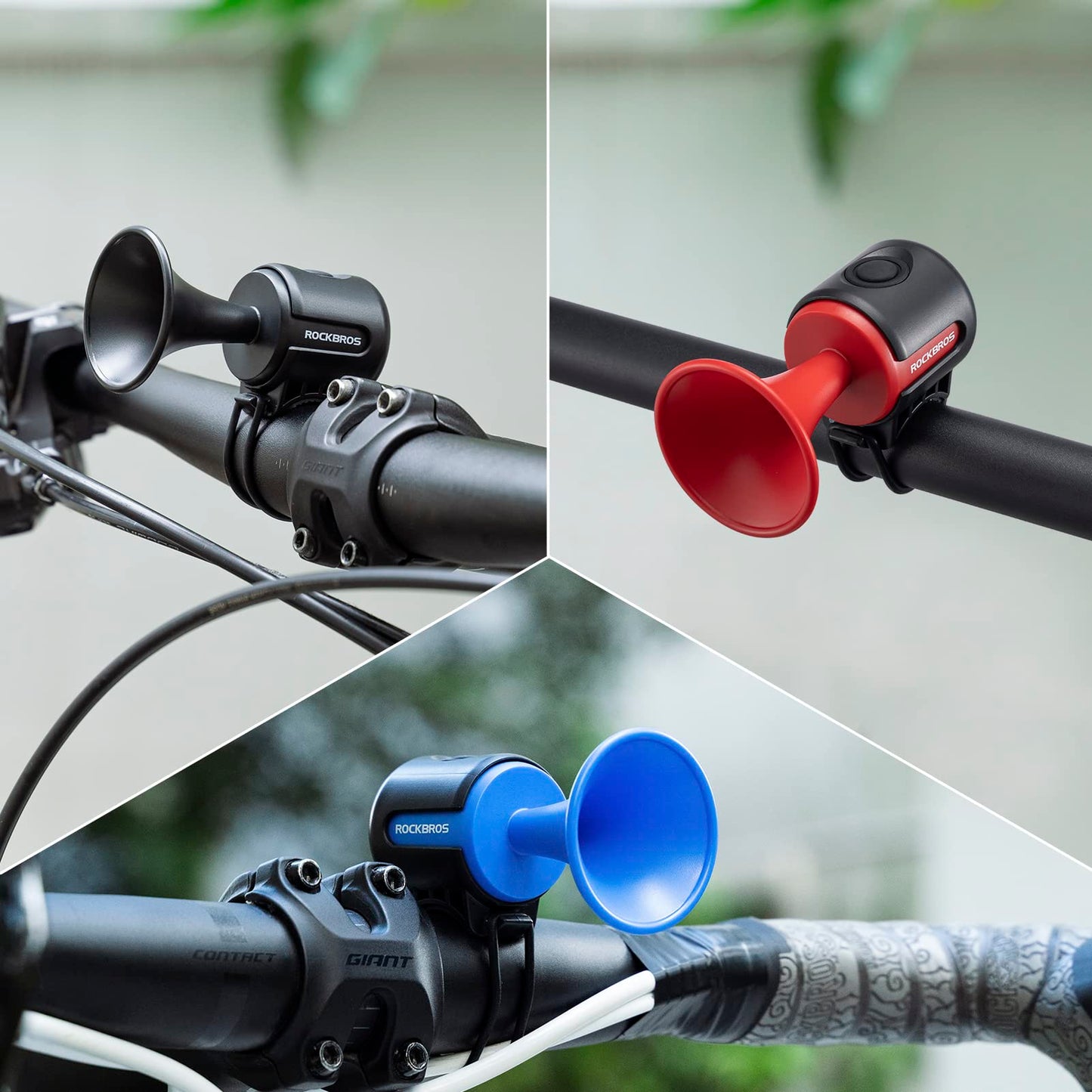 ROCKBROS Electric Bike Horn 120dB Adults Kids Bike Horn Alarm IPX4 Waterproof Electronic Bicycle Horns for Handlebars Ebike Scooter Horn Black