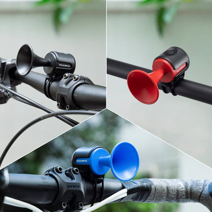ROCKBROS Electric Bike Horn 120dB Adults Kids Bike Horn Alarm IPX4 Waterproof Electronic Bicycle Horns for Handlebars Ebike Scooter Horn Black