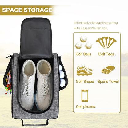 Goloni Golf Shoe Bag for Men & Women, Padded Travel Shoe Bag with Side Accessory Pockets,Sport Shoe Carrier for Golf Shoes,Socks,Tees & Balls,Durable & Lightweight Design (Gray)