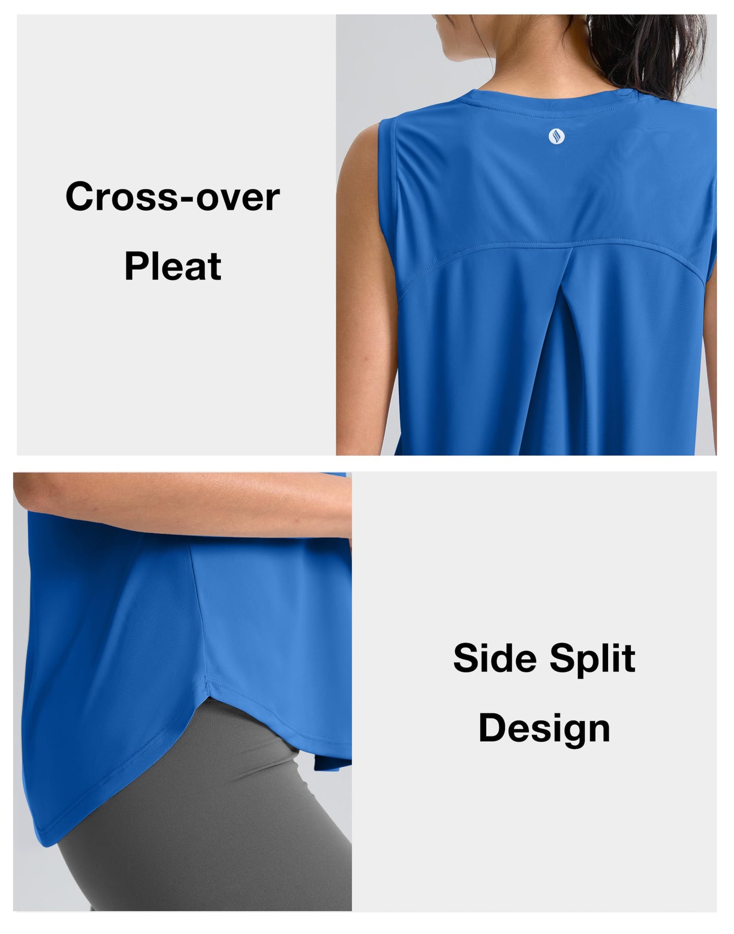 SANTINY Women's Sleeveless Workout Tops Breathable Lightweight Active Tennis Yoga Shirts Athletic Running Tank Tops for Women (Royal Blue_XL)