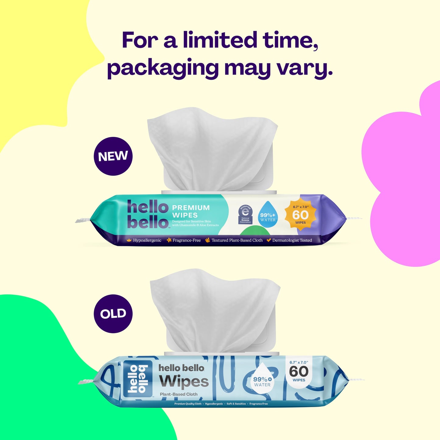 Hello Bello Extra Gentle Unscented Baby Wipes, Plant Based, Made with 99% Water and Aloe for Babies and Kids, 720 Count