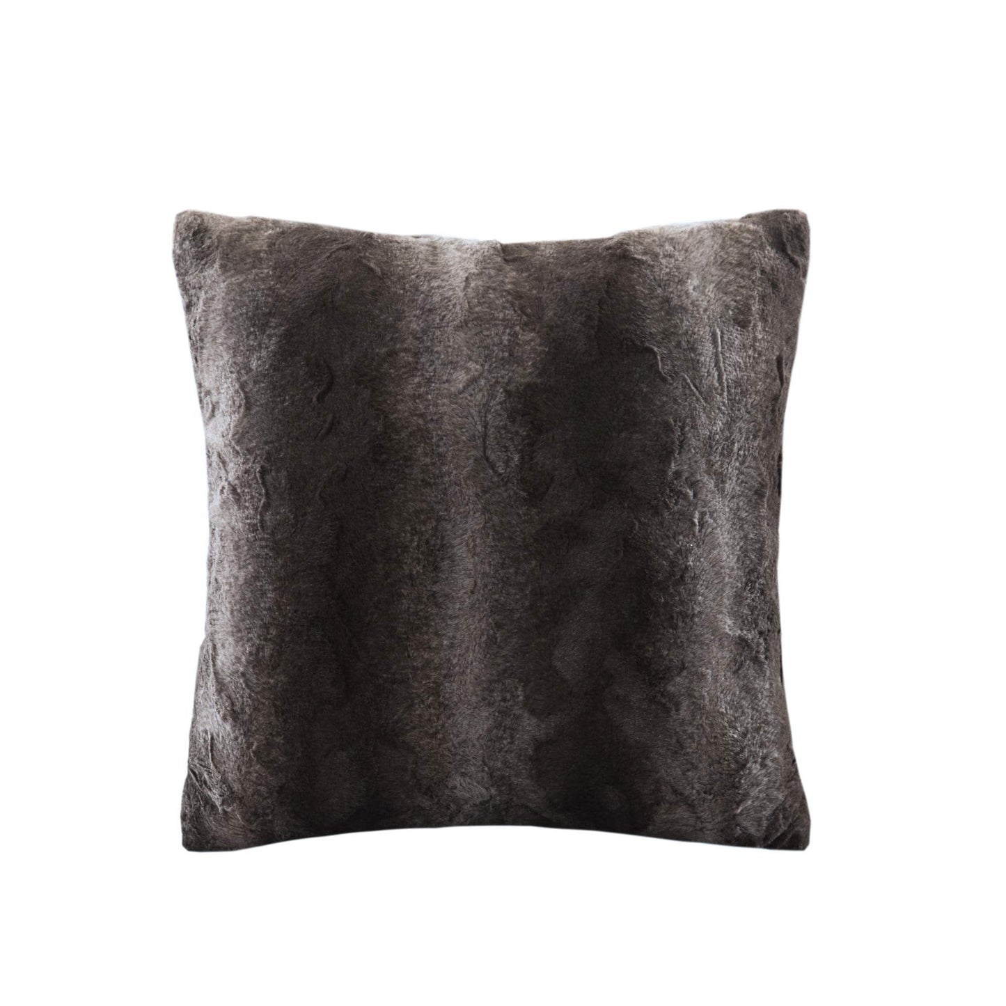 Madison Park Zuri Faux Fur Ombre Stripe Ultra Soft Luxury Decorative Throw Pillows, For Couch Bed With Insert, 20" x 20", Grey