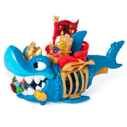 PIRATIX King Shark - Articulated shark, with a cage to capture rival Piratix. Includes 1 shark, 1 exclusive treasure, 1 exclusive Piratix and 1 accessory, Blue