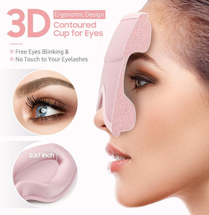 Sleep Mask, Premium Eye Mask for Sleeping, Total Blackout, Super Soft Comfort, Adjustable Fit, Upgraded 3D Ergonomic Designed Sleeping Mask for Home, Office, Travel, Meditation, Yoga, Pink