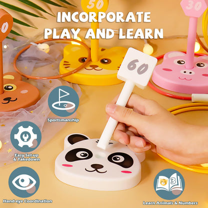 Animal Ring Toss Game Toy Set for Kids, 6 Targets Stands & 36 Rings Combo, Indoor Outdoor Party Yard Family Adults Activity, Birthday Present for Toddlers Boys Girls Child Ages 3+