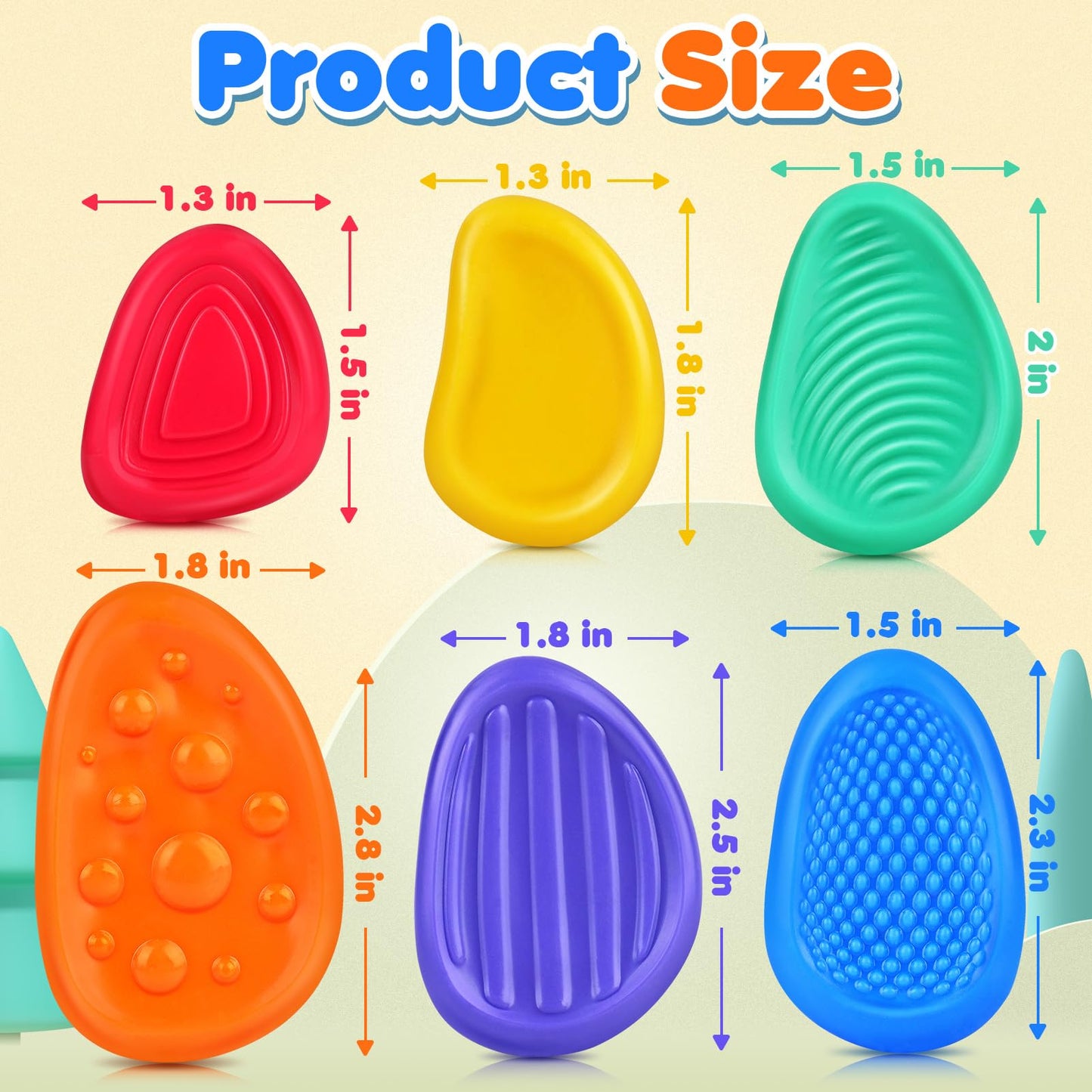 Fidget Toys Sensory Stone for Kids: 6 Pack Textured Soft Worry Stone for Autism Kids Calming - Fidget Stress Toys for Students Anxiety Relief - Small Prizes Fidget Toys