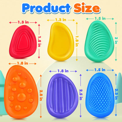 Fidget Toys Sensory Stone for Kids: 6 Pack Textured Soft Worry Stone for Autism Kids Calming - Fidget Stress Toys for Students Anxiety Relief - Small Prizes Fidget Toys