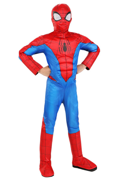 MARVEL Boys Deluxe Spider Man Costume, Kids Spiderman Superhero Halloween Costume for Child - Officially Licensed