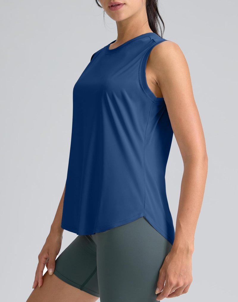 SANTINY Women's Sleeveless Workout Tops Breathable Lightweight Active Tennis Yoga Shirts Athletic Running Tank Tops for Women (Blue_XS)