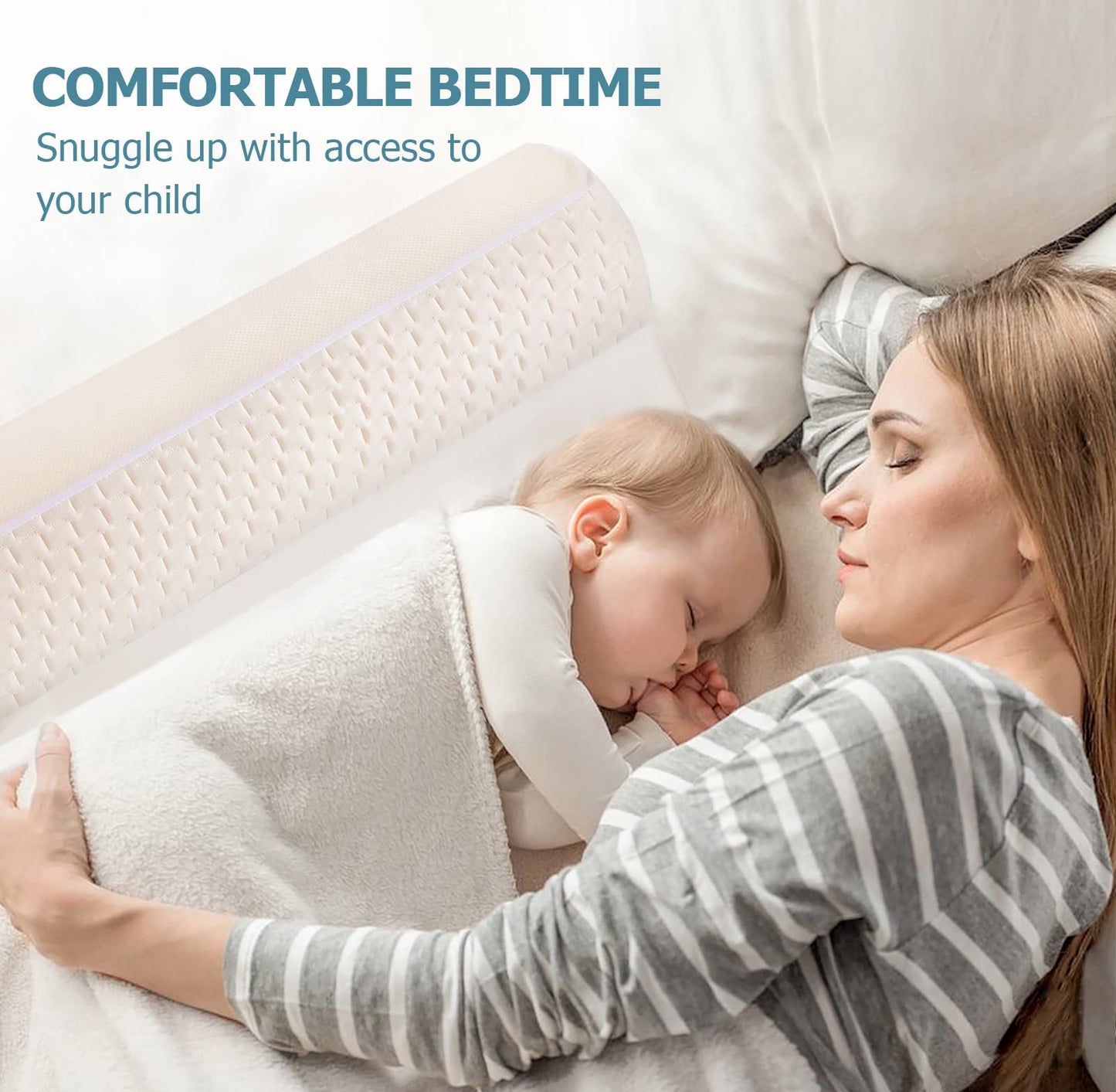 HBselect Memory Foam Baby Bed Guard Rail for Toddler Kids Children Adult,Soft Portable Safety Side Bed Guard Bumper for Cot Bed/Toddler Junior Bed (1 Pack)