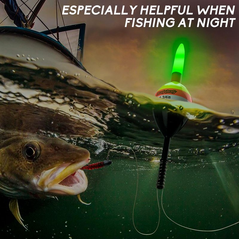 QualyQualy 4PCS Lighted Slip Bobbers Fishing Floats Glow in the Dark Spring Bobber for Crappie Walleyes Fishing