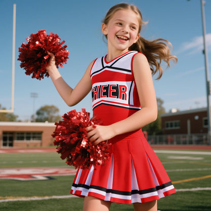 Gortykor Cheerleader Costume for Girls Cheerleading Outfit for Halloween Cheerleader Gifts 3-10 Years (Red, 7-8 Years)