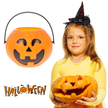 LUOEM 10pcs Mini Halloween Pumpkin Candy Bucket Little Plastic Pumpkin Bucket Children Trick or Treat Bags for Party Favors Table Decoration Props 3.34 x 2.16 x 1.77 Inch (Orange)