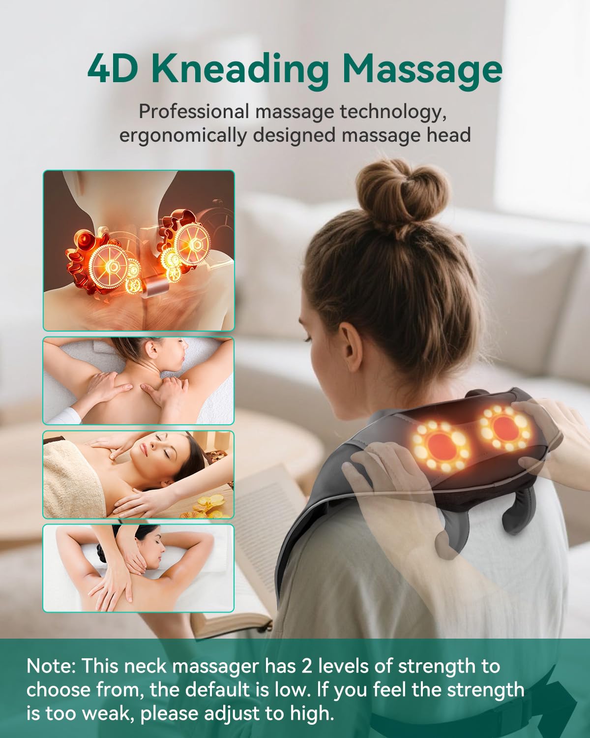 Snailax Neck Massager for Pain Relief Deep Tissue, Neck Massage with Heat, Cordless Massager for Back and Shoulder Pain, Deep Kneading Back Massager, Gift for Mom Dad