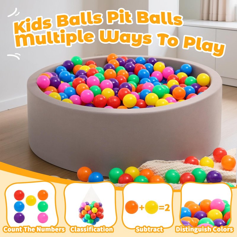 Suncuber Ball Pit Balls for Toddlers: 50 Colorful Non-Toxic Balls – BPA-Free, Phthalate-Free, Crush-Resistant Plastic, 2.2 Inches, Perfect Toy for Boys and Girls, Ideal for Ball Pit Play