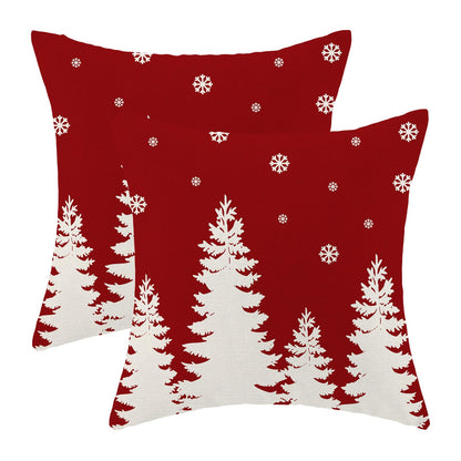 CXMEIFLY Christmas Pillow Covers 18x18 Inch Set of 2 Red Cream Christmas Tree Snowflakes Decor Throw Pillows Winter Xmas Holiday Outdoor Cushion Cases for Couch Bed Decorations