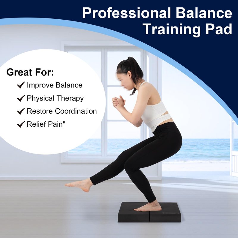 StrongTek 2-in-1 Non-Slip Balance Pad - High-Density Foam Cushion, Supportive Exercise Mat & Knee Pad for Core Training, Yoga, Pilates, Physical Therapy, Stability Training, Stretching, and Rehab