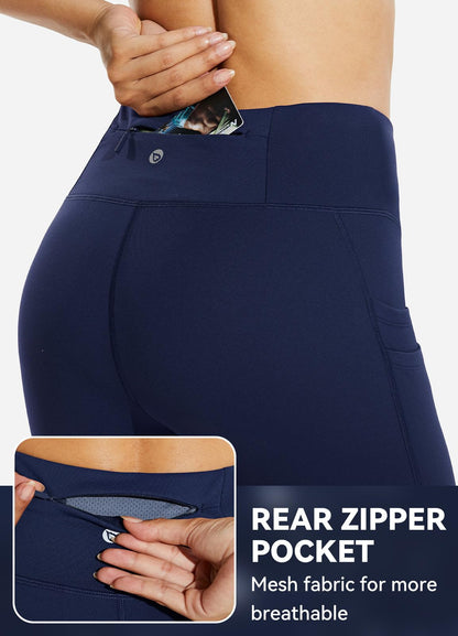 BALEAF Women's 27“ Fleece Lined Leggings Water Resistant High Waisted Winter Warm Hiking Running Pants with Pockets