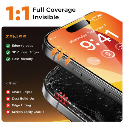NeverBreak 9H+ Hardness for iPhone 17 Pro Max Screen Protector 12FT Military Grade Protection (Scratch, Shatter, Drop Resistance) Tempered Glass Full Edge Coverage 6.9", 2 Pack with De-Bubble Card