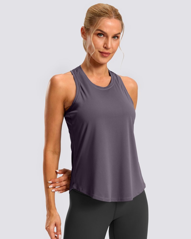 G Gradual Women's Workout Tank Tops Racerback Athletic Yoga Tops Loose Fit Sleeveless Running Gym Sports Shirts for Women(Purple Grey,XL)