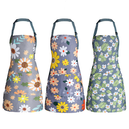 IHFAIO Apron for Women with Pockets, Adjustable Waterproof Floral Chef Aprons for Kitchen, Gardening, Cooking, BBQ or Baking, 3Pcs (3)