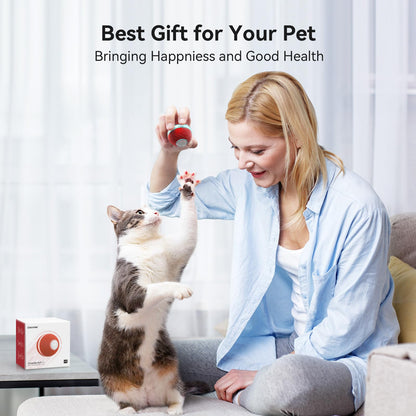 Cheerble Interactive Cat Ball Toy, Automatic Moving Ball Puzzle Toy for Indoor Cat Kitten, Smart Anti-Depression Pet Toy Fun Gift with Light, Red