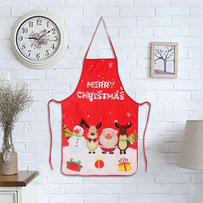 LeeLoon 2 Pack Chistmas Apron, Holiday Kitchen Apron Christmas Santa Claus/Elk/Snowman Style Decoration Apron for Christmas Dinner Party Cooking Baking Crafting House Cleaning Kitchen