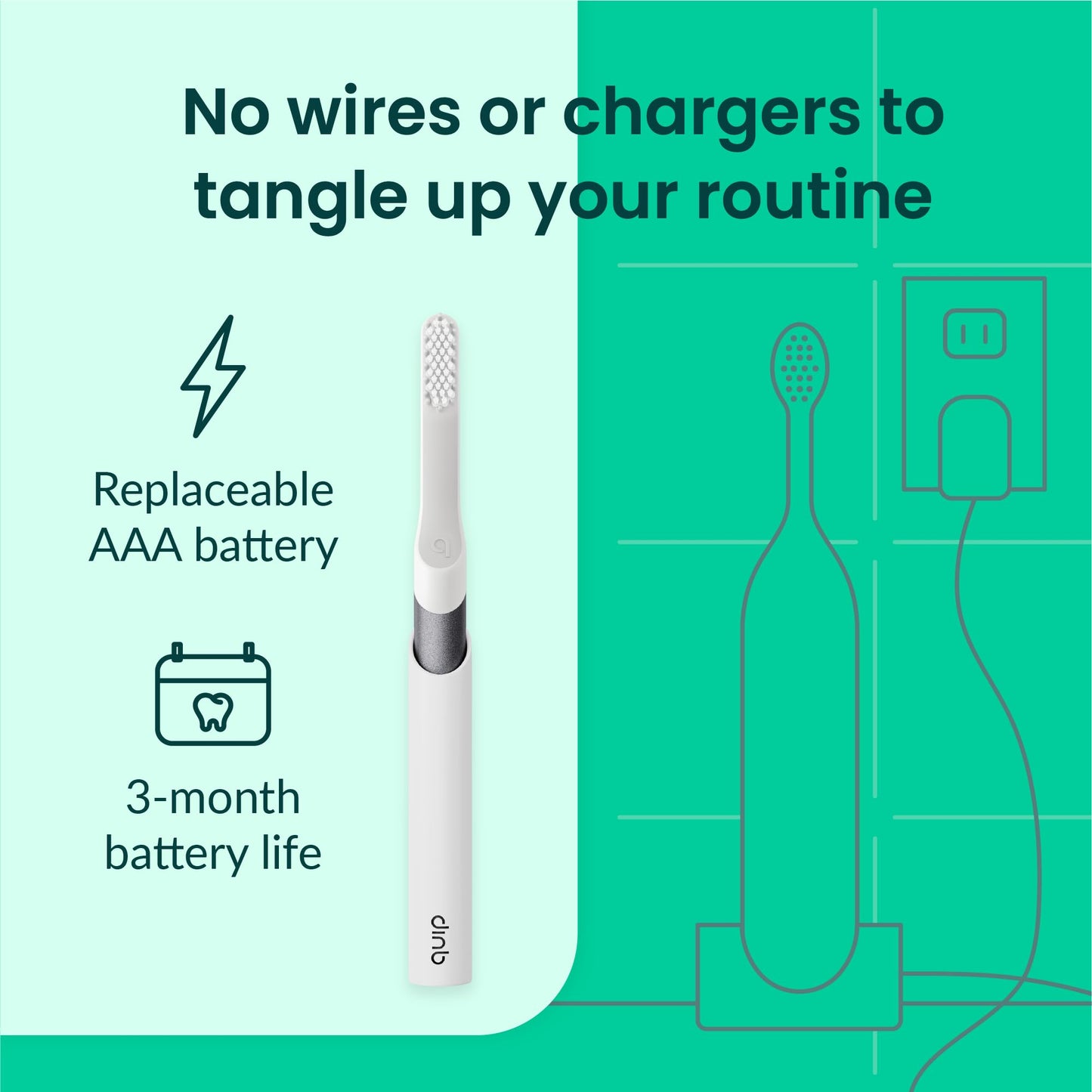 Quip Metal Sonic Electric Toothbrush for Adults - Time Travel & Soft Bristles with Travel Case & Replacement Brush Head - 3 Month Battery Life - Indigo