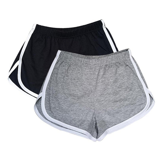 Cameway 2 Pack Women Cotton Running Athletic Shorts Gym Yoga Summer Active Dance Shorts Pants (US, Alpha, Medium, Regular, Short, Black + Grey)