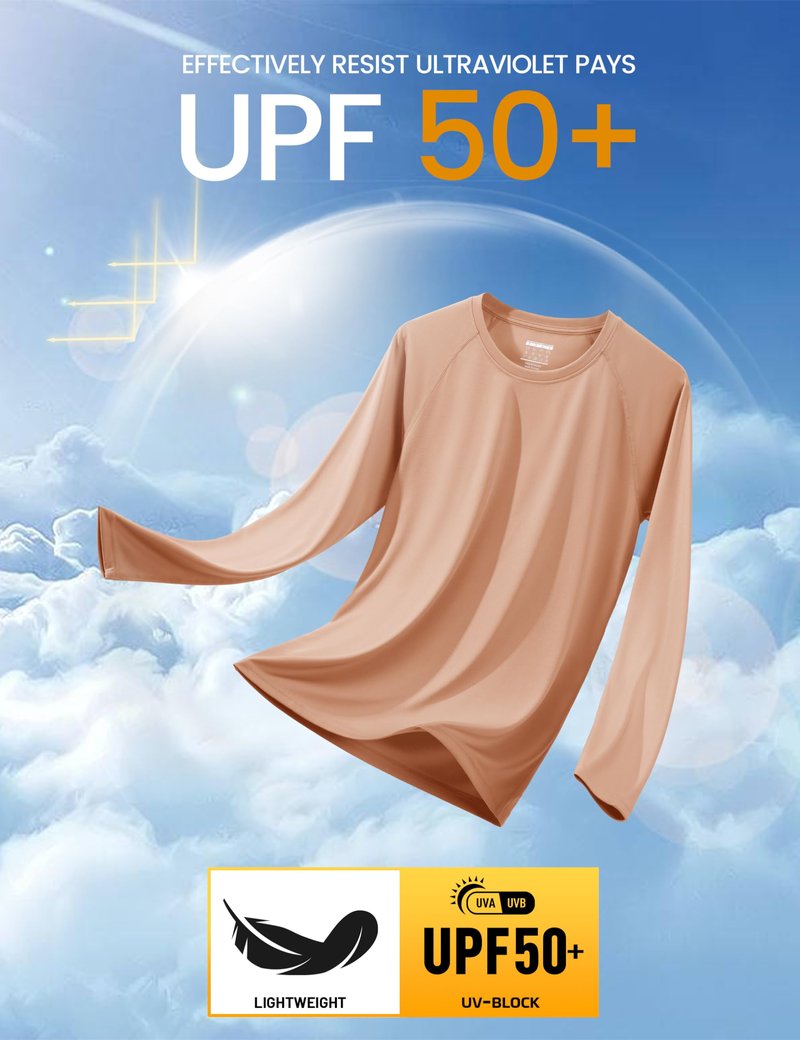 MAGCOMSEN Long Sleeve Shirts for Men Sun Protection UPF50 Athletic T-Shirt Fishing Shirts for Men Summer Apricot,3XL