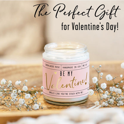 Valentines Day Gifts for Her, Valentine Candles, Valentines Gift for Girlfriend -Will You Be My Valentine Candle, w/Sandalwood & Red Roses I Valentines Gifts for Wife I 9oz, 50Hr Burn, USA Made