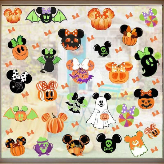 Halloween Window Clings Fall Stickers Decorations 9 Sheets for Glass Windows Decorations Fridge Mirror Decal Pumpkin Ghost Bat Mouse