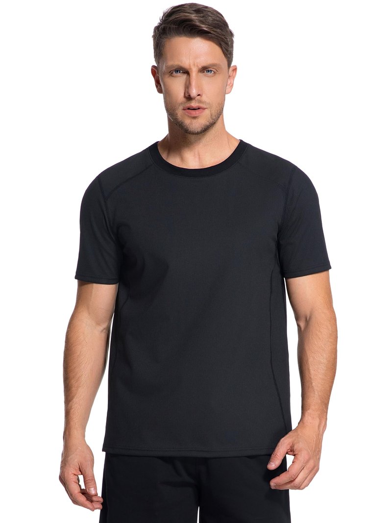 Men's Ribbed Sauna Shirt Short Sleeve Compression Waist Trainer Sweat Top Sauna Suit for Men Workout