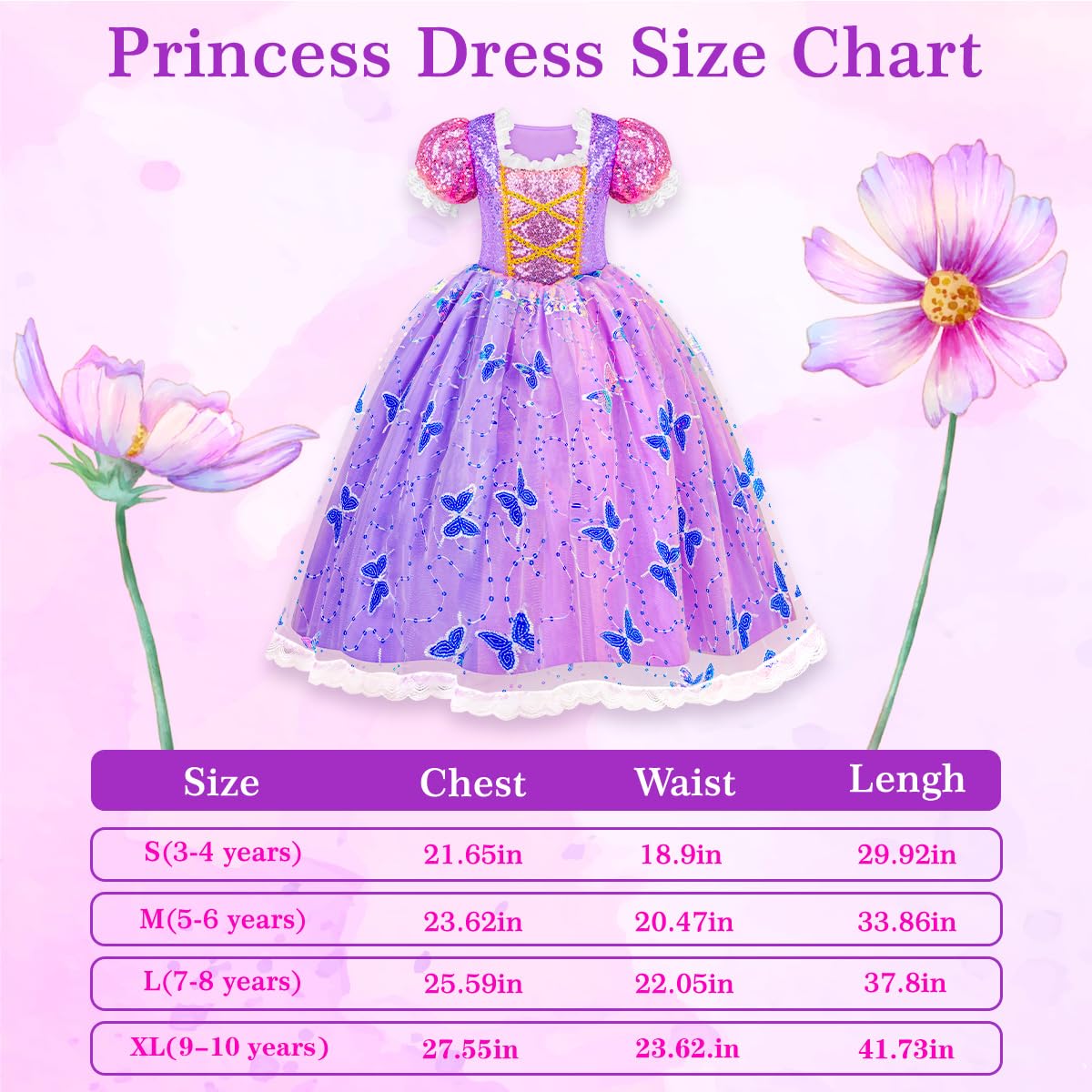 Meland Princess Dresses for Girls - Light Up Princess Costume for Little Girls, Halloween Costumes for Toddler Age 3-10, Birthday Gift for Girl (5-6 Years)