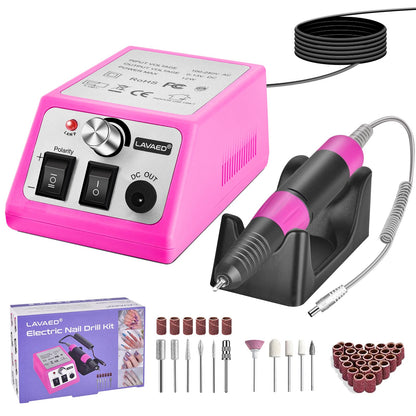 LAVAED Professional Nail Drill Electric Nail File Kit, Nail Filer Electric with 156pcs Sanding Bands and Nail Dril Bits for Acrylic, Gel Nail Manicure and Pedicure, Pink