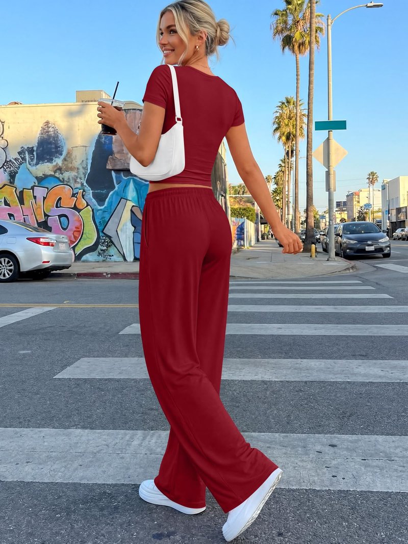 Trendy Queen Womens Petite 2 Two Piece Set 2026 Summer Workout Beach Vacation Cruise Gym Clothes Spring Fashion Lounge Matching School Comfy Airport Travel Outfit Athleisure Clothing