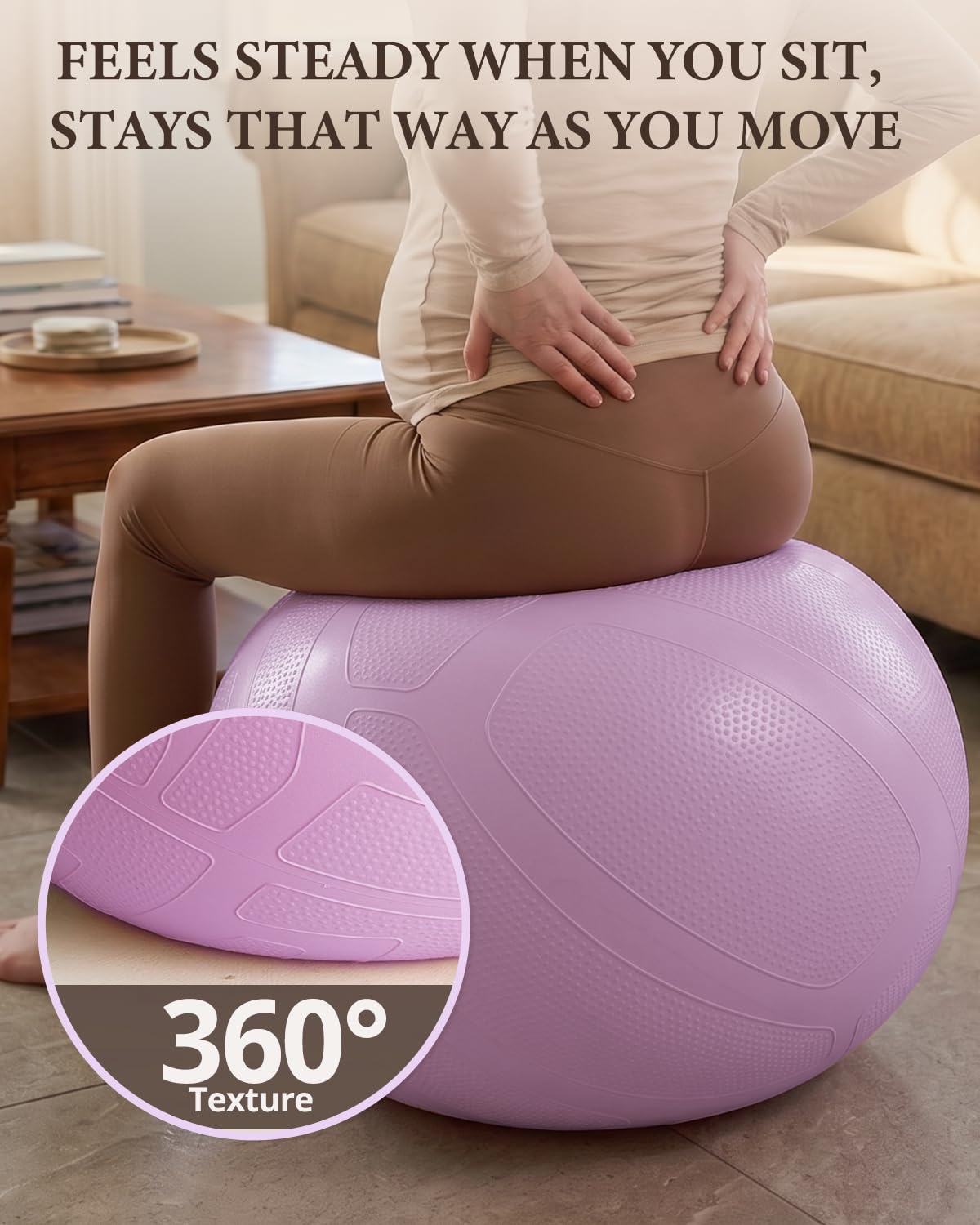 Trideer Pregnancy Birthing Ball, 1.7mm Extra Thick Yoga Ball for Maternity, Labor, Physio, Recovery, Exercise Guide & Daily Comfort Tips for All Trimesters, 1000LB Anti-Burst Non-Slip Stability Ball