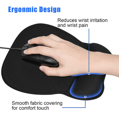 JIKIOU Ergonomic Mouse Pad with Gel Wrist Support, Comfortable Mousepad with Smooth Wrist Rest Surface and Non-Slip PU Base for Pain Relief Computer Laptop Office Home Black, 9.2 x 8.1 in